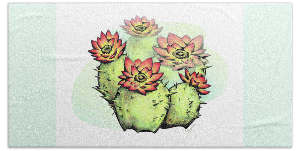 Cactus Beach Towel featuring the drawing Vibrant Flower 6 Cactus by Sipporah Art and Illustration