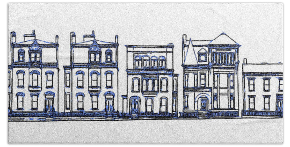 Row Beach Towel featuring the digital art Victorian Row Houses by Edward Fielding