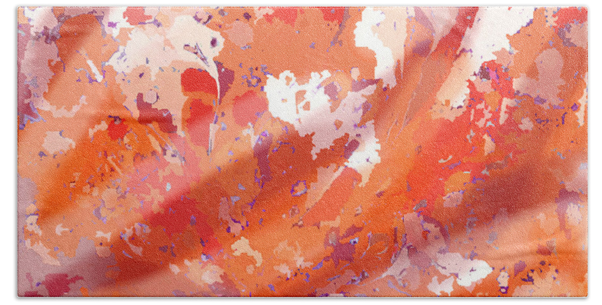 Earth View Beach Sheet featuring the digital art View From Above in Orange by Julia Underwood
