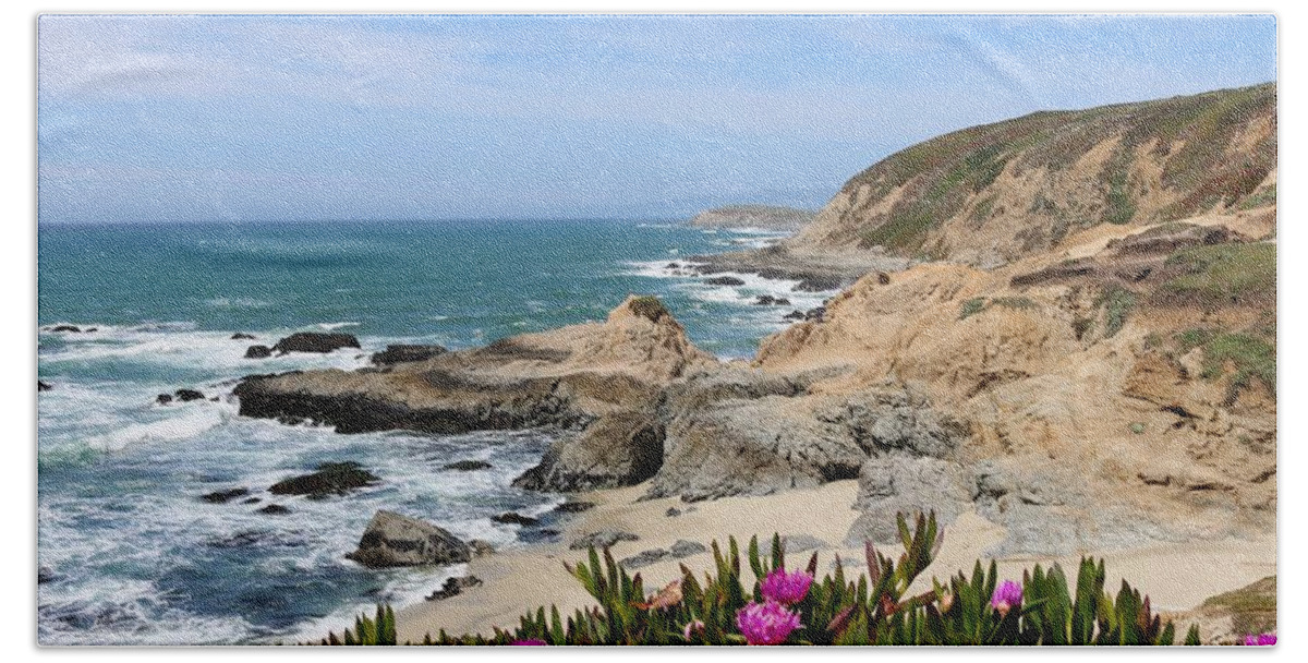 Bodega Head Beach Towel featuring the photograph View from Bodega Head in Bodega Bay CA - 2 by Christy Pooschke