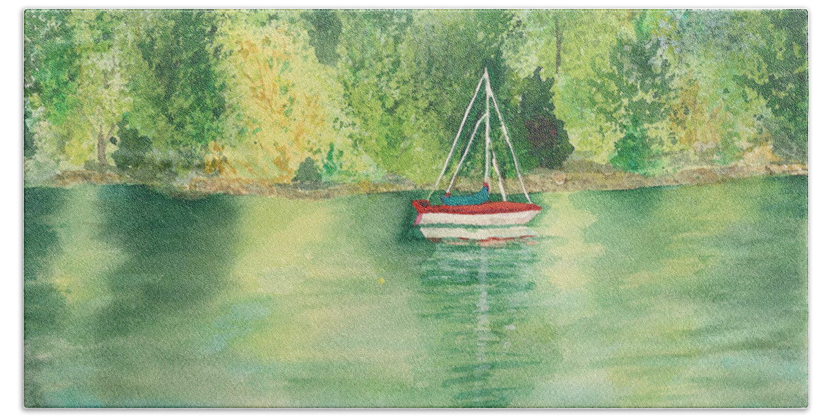 Millbay Beach Sheet featuring the painting View from Millbay Ferry by Vicki Housel