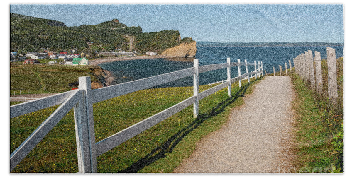 Perce Beach Towel featuring the photograph View in Perce Quebec by Elena Elisseeva