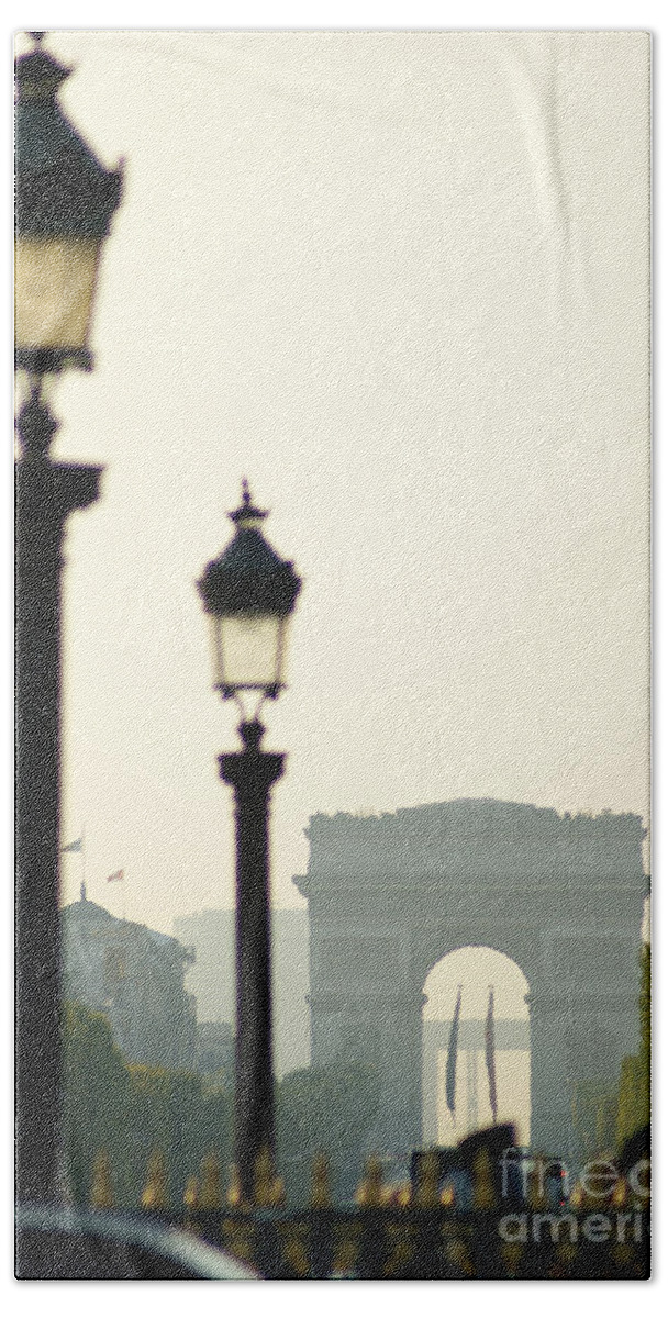 Paris Beach Towel featuring the photograph View of Arc de Triomphe by Christine Jepsen