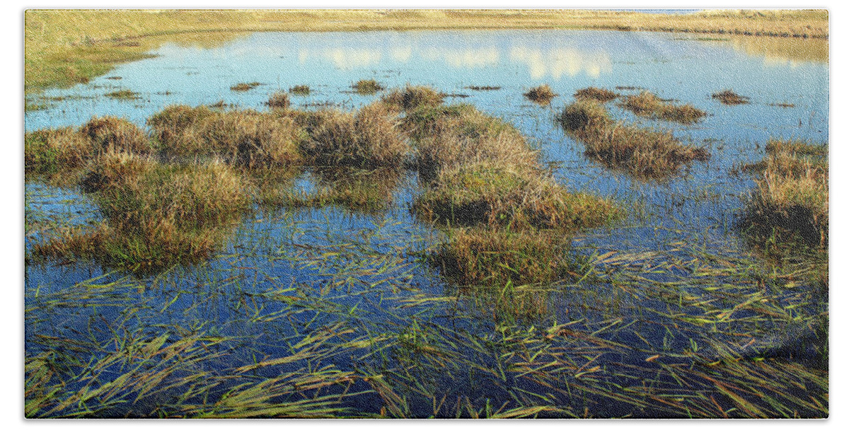 Marsh. Ireland Beach Towel featuring the photograph View of the Marsh by Jennifer Robin