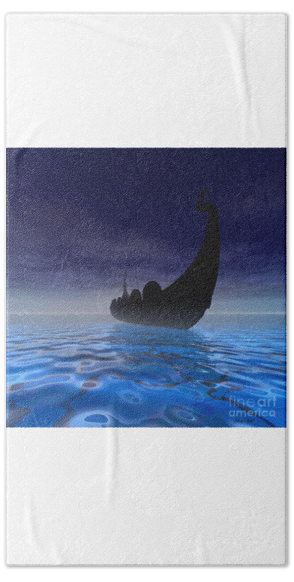 Ancient Beach Towel featuring the painting Viking Ship by Corey Ford