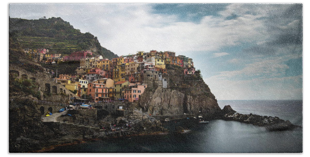 Michalakis Ppalis Beach Towel featuring the photograph Village of Manarola CinqueTerre, Liguria, Italy by Michalakis Ppalis