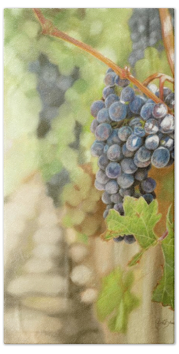 Grapes Beach Towel featuring the pastel Vineyard by Kirsty Rebecca