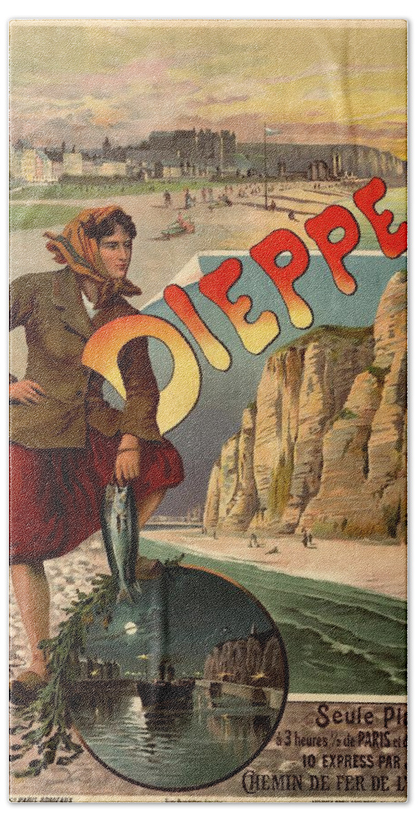 Dieppe Beach Sheet featuring the photograph Vintage Dieppe Advertisement by Andrew Fare