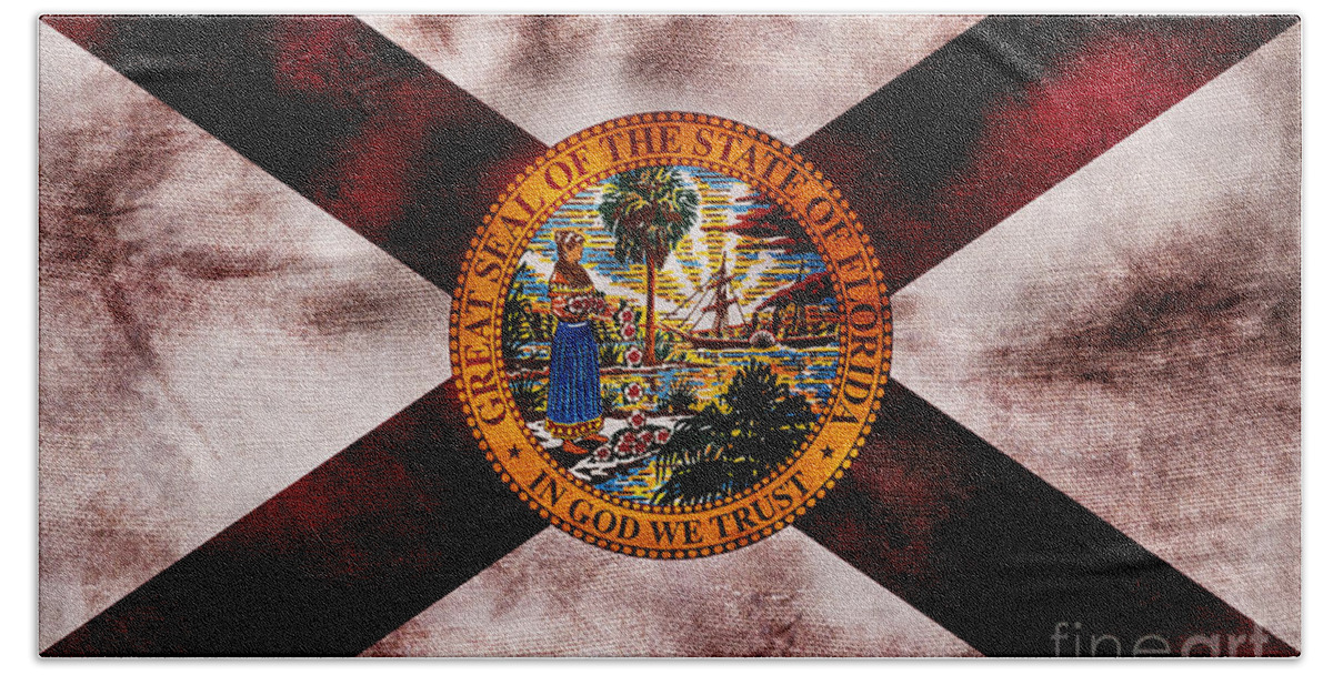 Florida Flag Beach Sheet featuring the photograph Vintage Florida Flag by Jon Neidert