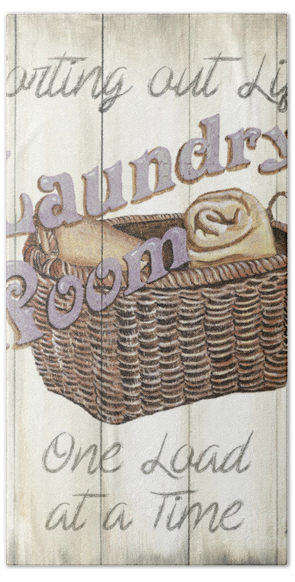 Laundry Beach Towel featuring the painting Vintage Laundry Room 2 by Debbie DeWitt