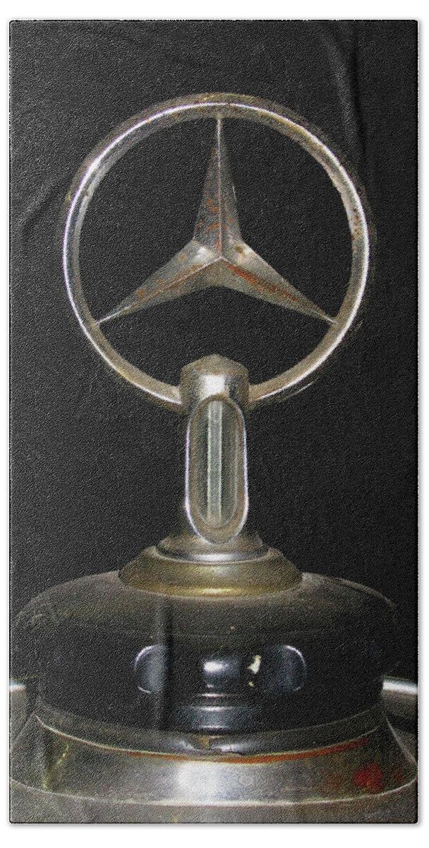 Advertising Beach Sheet featuring the photograph Vintage Mercedes Radiator Cap by David and Carol Kelly