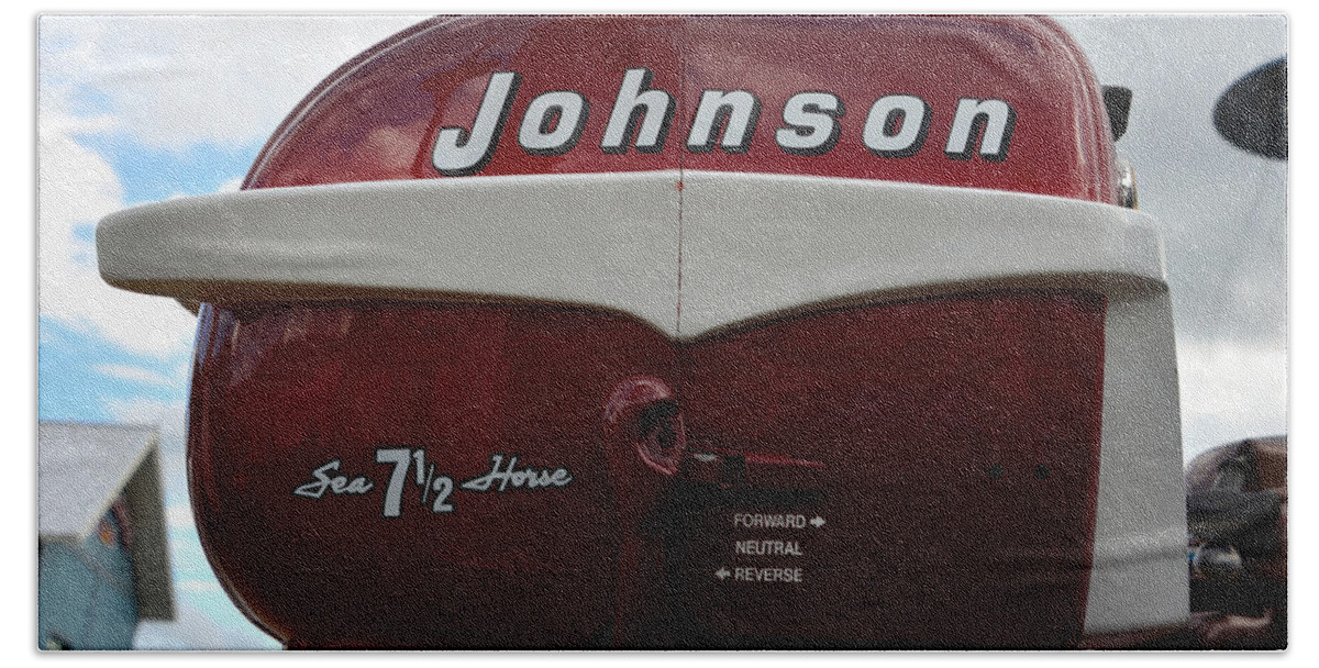 Vintage Johnson Outboard Motor Beach Towel featuring the photograph Vintage Johnson outboard by David Lee Thompson