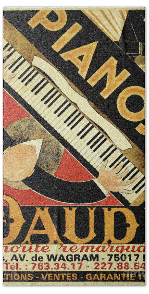 Vintage Beach Towel featuring the painting Vintage Piano Art Deco by Mindy Sommers