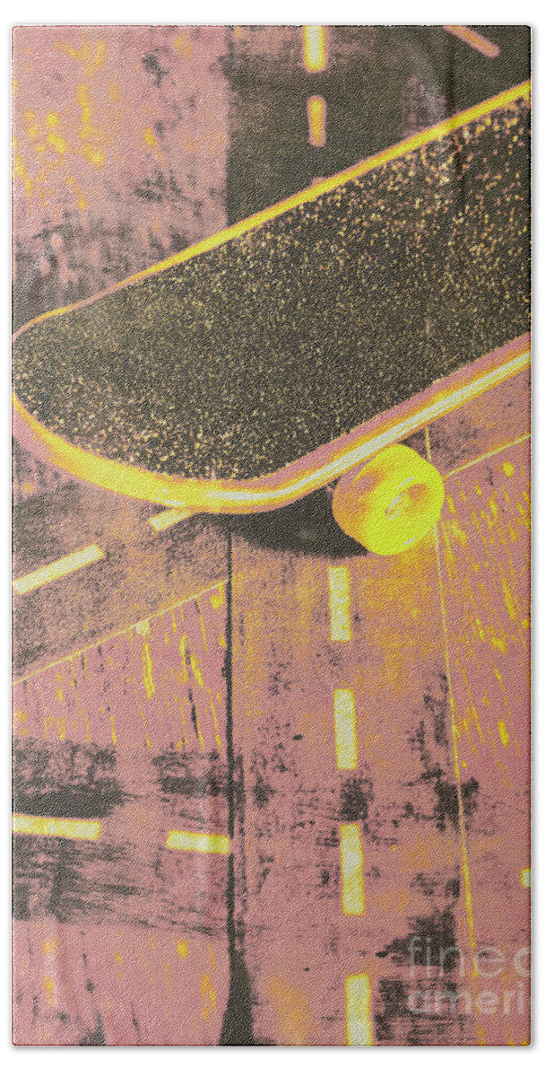 Skate Beach Towel featuring the photograph Vintage skateboard ruling the road by Jorgo Photography