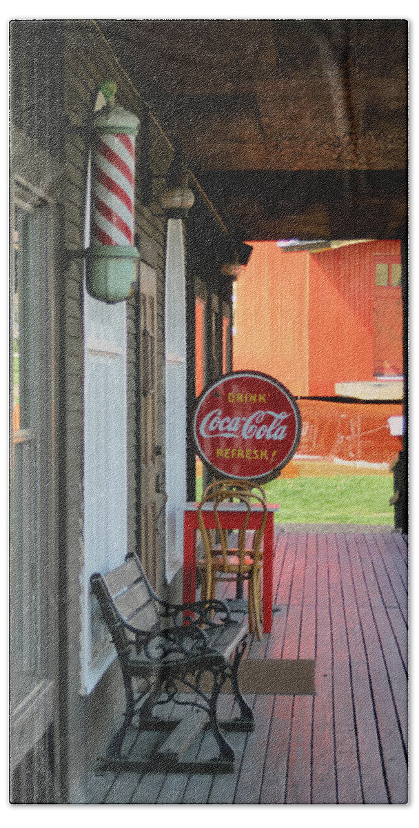  Beach Towel featuring the photograph Vintage Streets Pioneer Town Iowa by Cathy Anderson