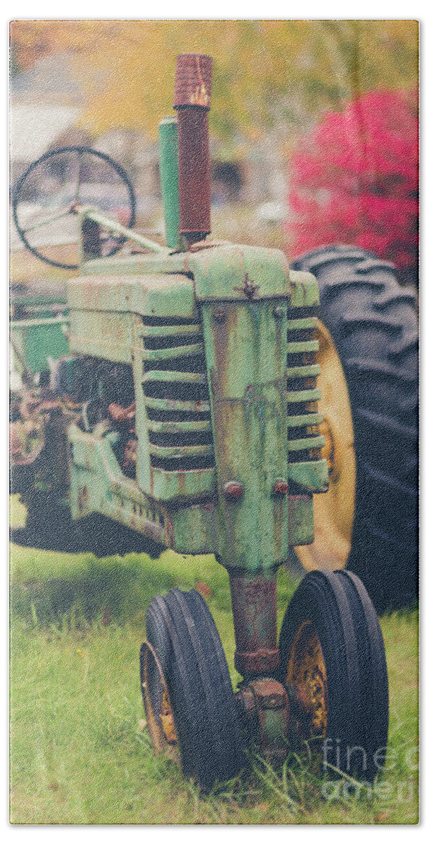 Vermont Beach Towel featuring the photograph Vintage Tractor Autumn by Edward Fielding