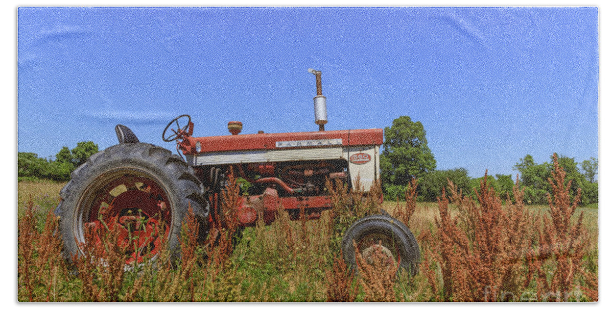 Tractor Beach Towel featuring the photograph Vintage Tractor Finger Lakes by Edward Fielding