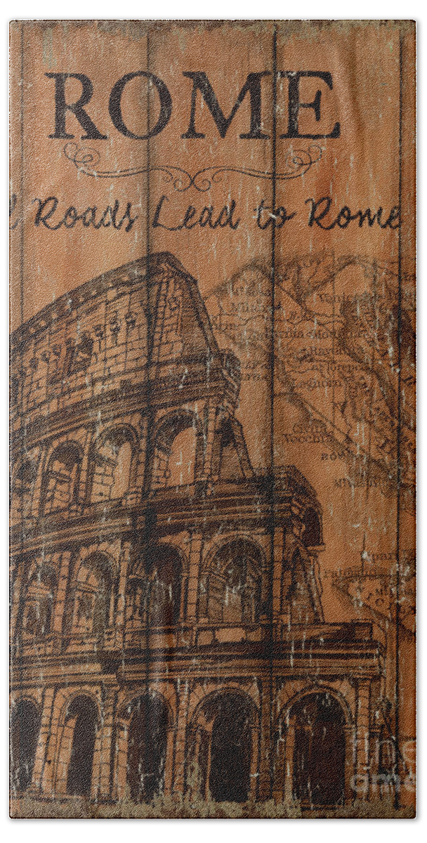 Rome Beach Towel featuring the painting Vintage Travel Rome by Debbie DeWitt