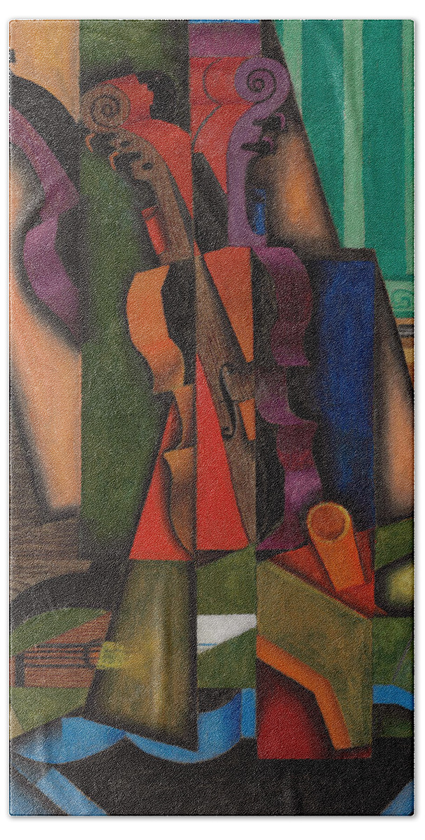 Abstract Art Beach Sheet featuring the painting Violin and Guitar by Juan Gris
