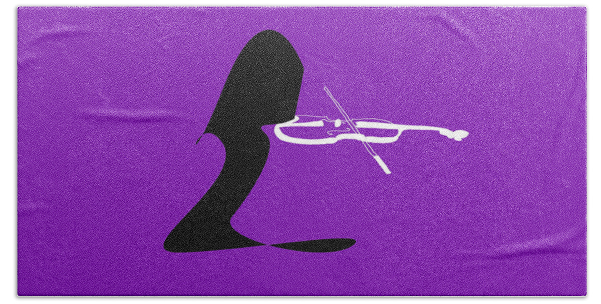Jazzdabri Beach Towel featuring the digital art Violin in Purple by David Bridburg