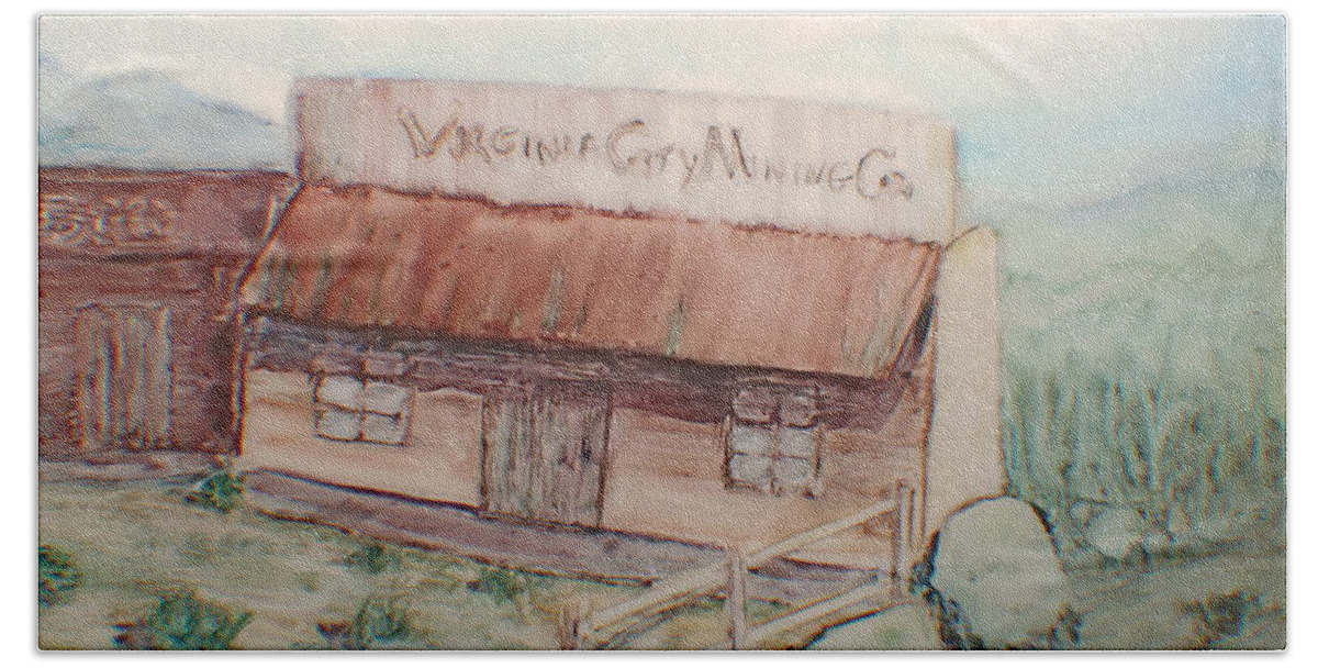 Usa Beach Sheet featuring the painting Virginia City Mining Co. by Laurie Morgan