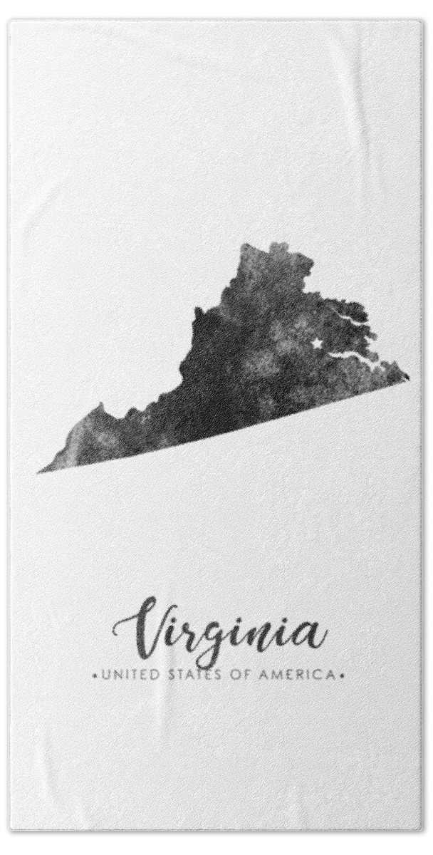 Virginia Beach Towel featuring the mixed media Virginia State Map Art - Grunge Silhouette by Studio Grafiikka