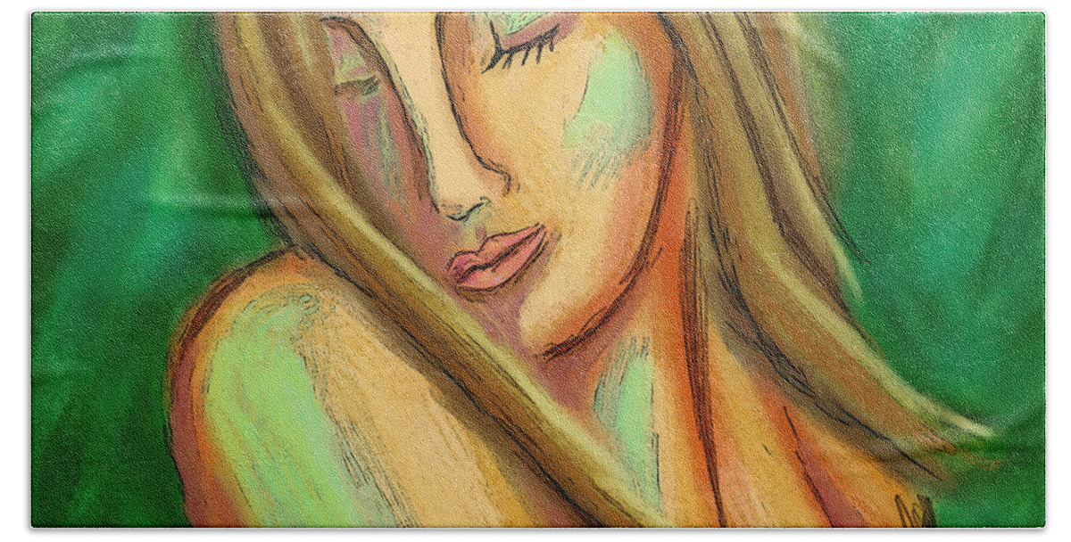 Virgo Beach Towel featuring the painting Virgo by Tony Franza