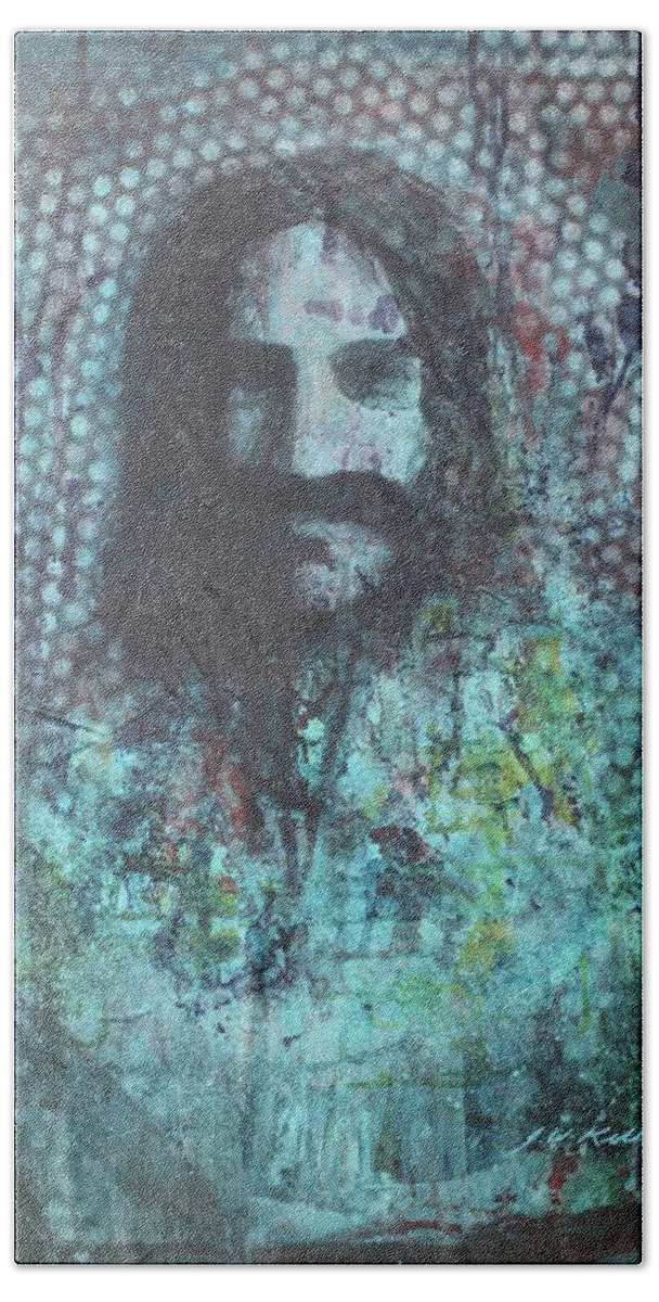 Meyer Baba Beach Towel featuring the painting Vision of Meher Baba by J W Kelly