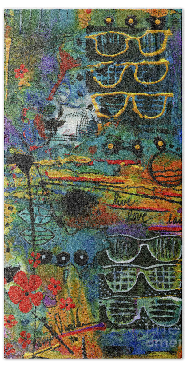 Acrylic Beach Towel featuring the mixed media Visions of a Good LIFE by Angela L Walker
