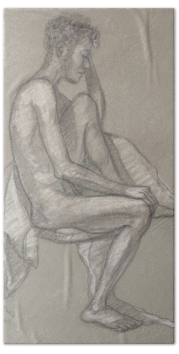 Realism Beach Towel featuring the drawing Vlad Seated 2 by Donelli DiMaria