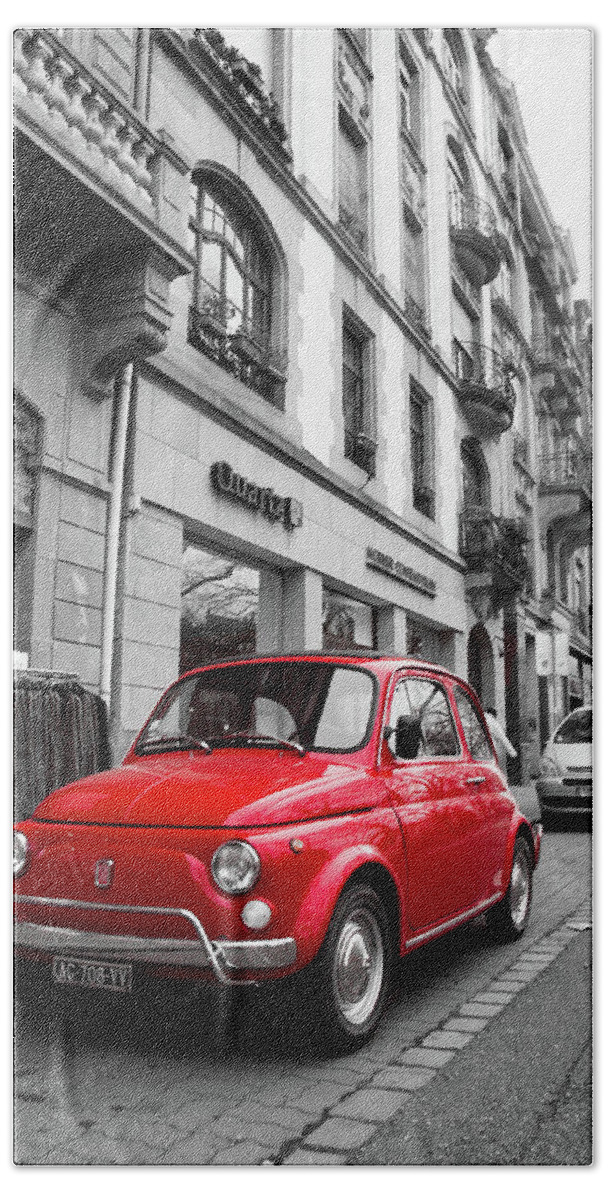 Architecture Beach Towel featuring the photograph Voiture Rouge by Steven Myers