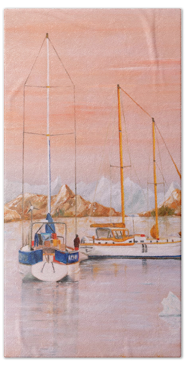 Boat Beach Towel featuring the painting Voyage Au Bout Du Monde - Oil on canvas by Jean-Pierre Ducondi