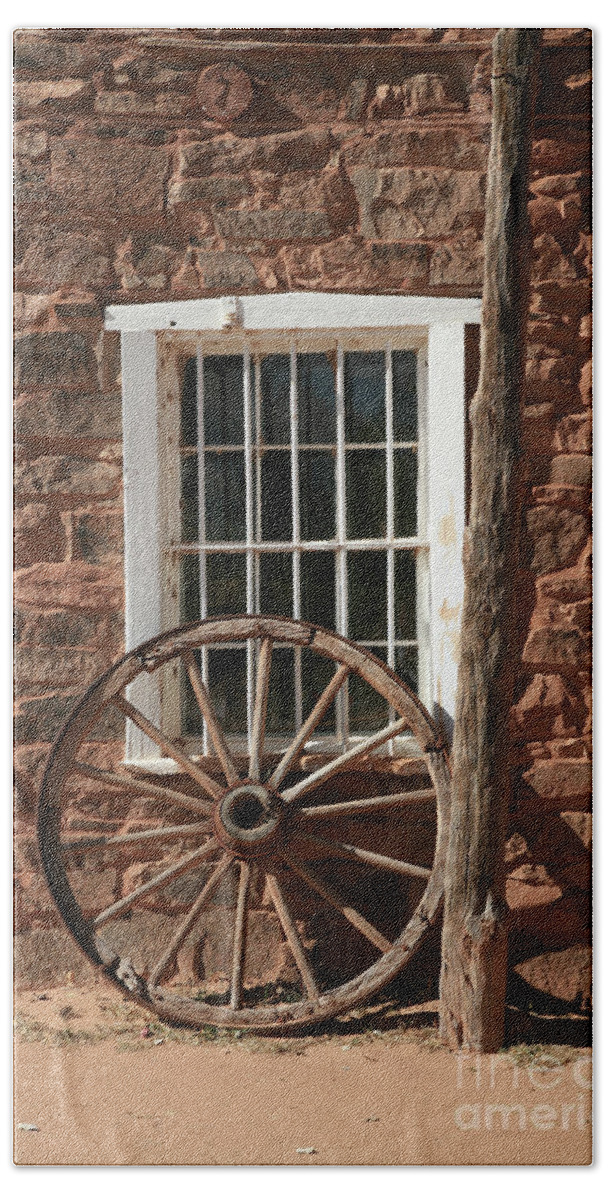 Wheel Beach Towel featuring the photograph Wagon Wheel by Timothy Johnson