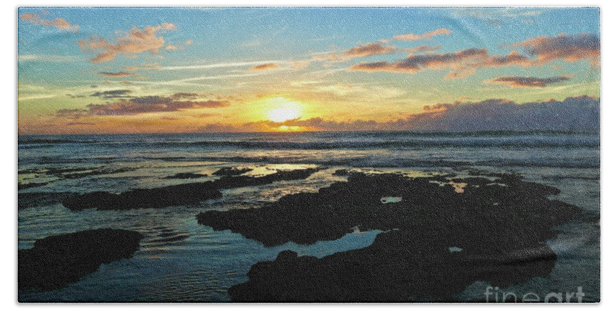 Sunset Beach Towel featuring the photograph Wai'anae Sunset by Craig Wood