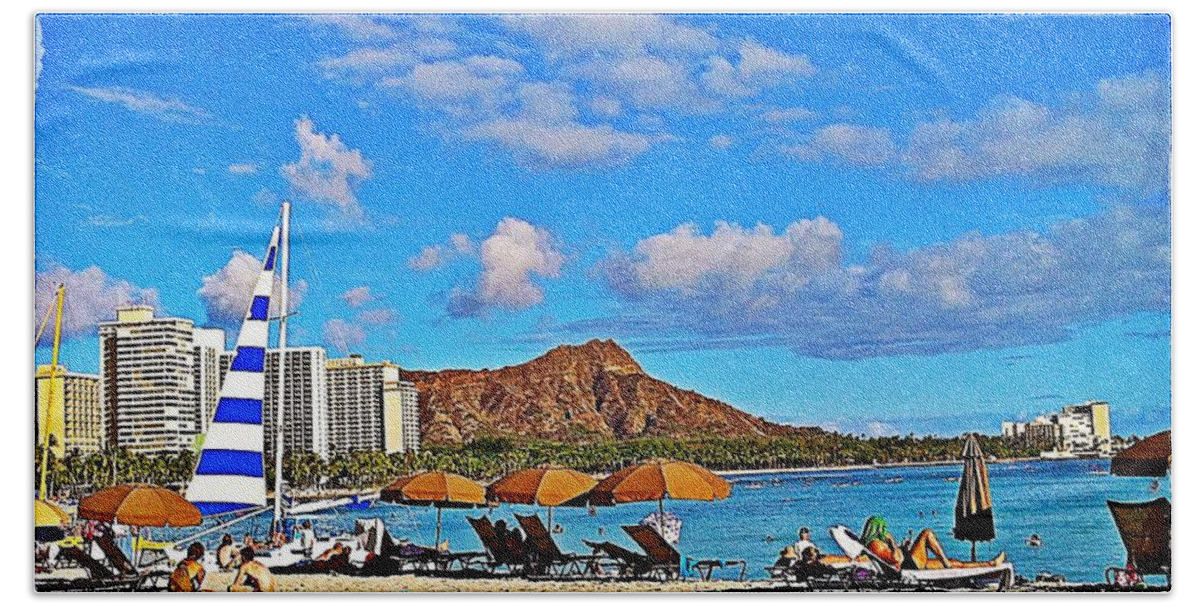 Waikiki Beach Sheet featuring the photograph Waikiki by Gini Moore