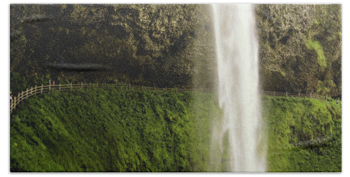 Waterfall Beach Towel featuring the photograph Walking Behind The Falls by KATIE Vigil