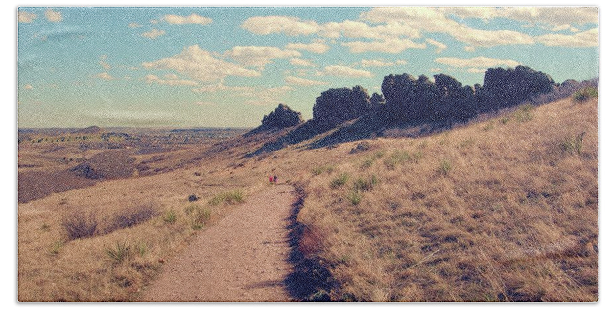 Colorado Beach Towel featuring the photograph Walking Down - Devil's Backbone by Angie Tirado