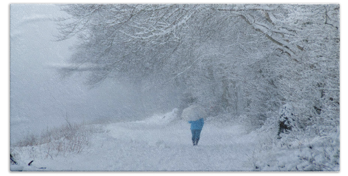 Snow Beach Sheet featuring the photograph Walking in the Snow by Joe Ormonde
