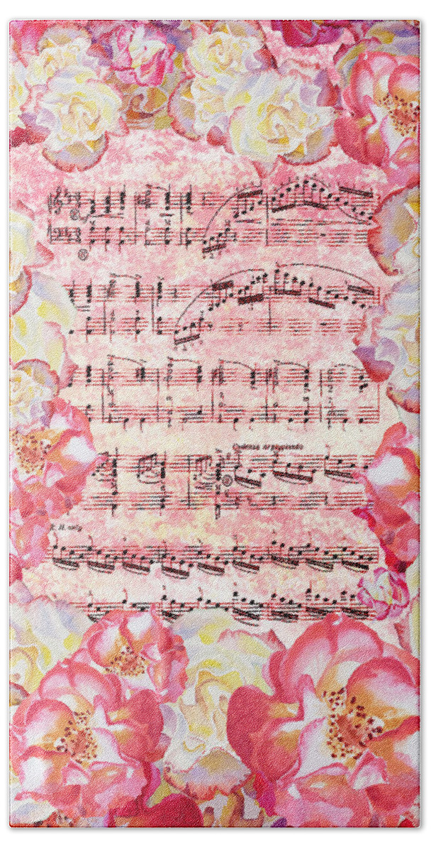 Waltz Beach Towel featuring the painting Waltz Of The Flowers Sweet Roses by Irina Sztukowski