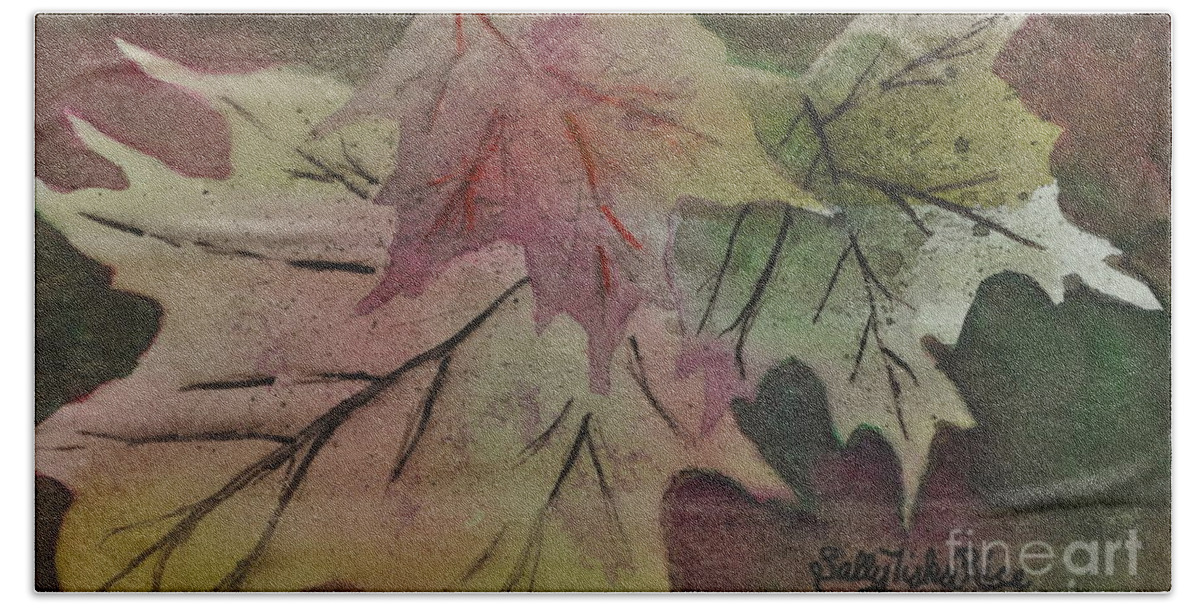 Leaves Beach Towel featuring the painting Waning Foliage by Sally Tiska Rice