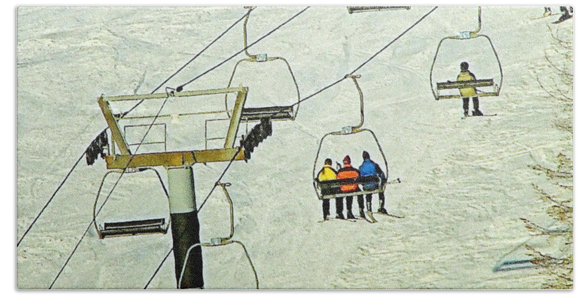 Ski Lift Canvas Prints Beach Towel featuring the photograph Wanna Lift by Wendy McKennon