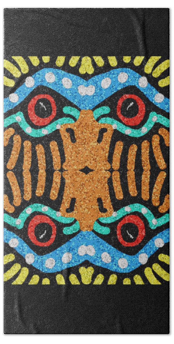 Mosaic Beach Towel featuring the mixed media War Eagle Totem Mosaic by Shelli Fitzpatrick
