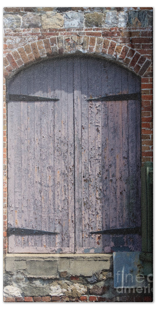 Wooden Beach Sheet featuring the photograph Warehouse Wooden Door by Thomas Marchessault