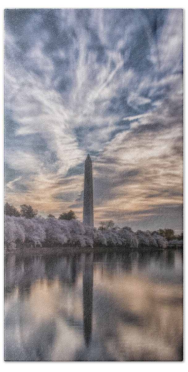 Washington Monument Beach Towel featuring the photograph Washington Blossom Sunrise by Erika Fawcett