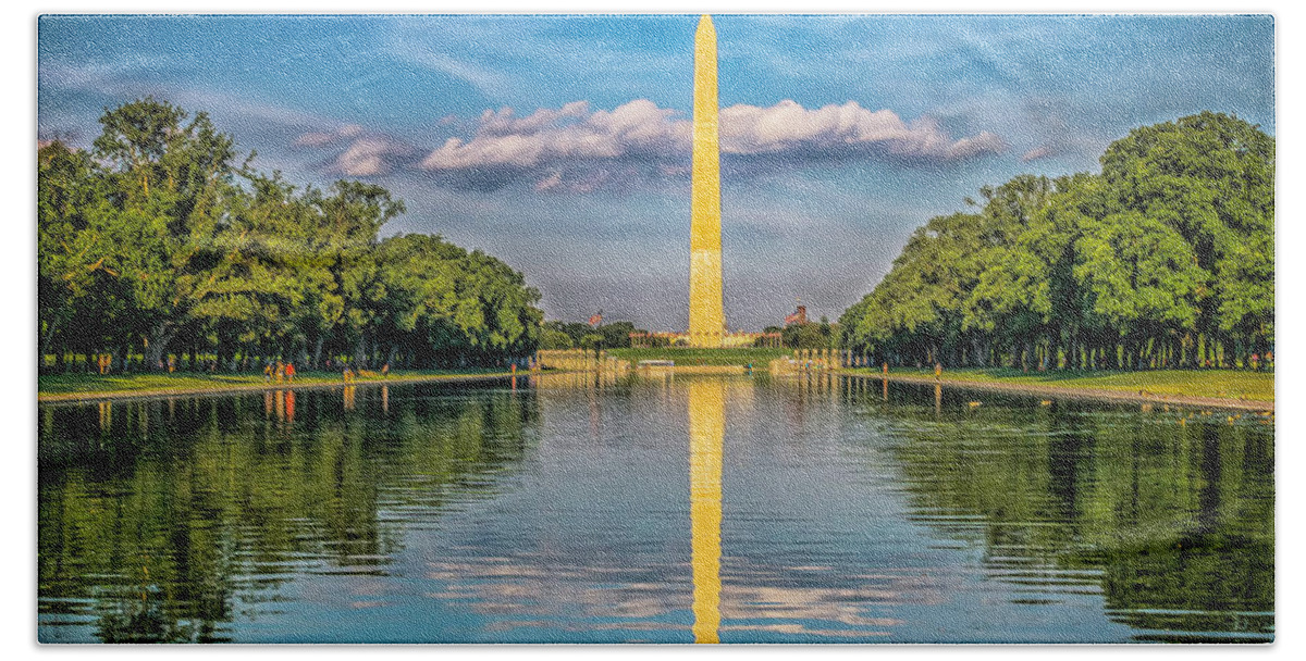 Washington Beach Towel featuring the photograph Washington Monument Reflections by Nick Zelinsky Jr