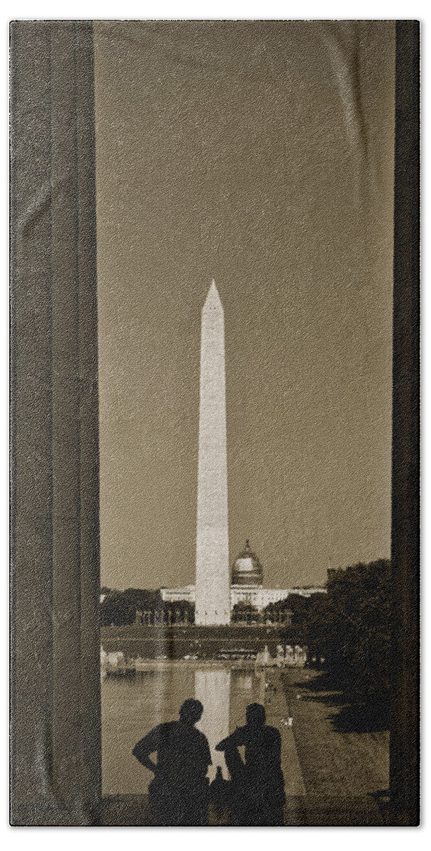 American Beach Towel featuring the photograph Washington Monument And Capitol #4 by Stuart Litoff