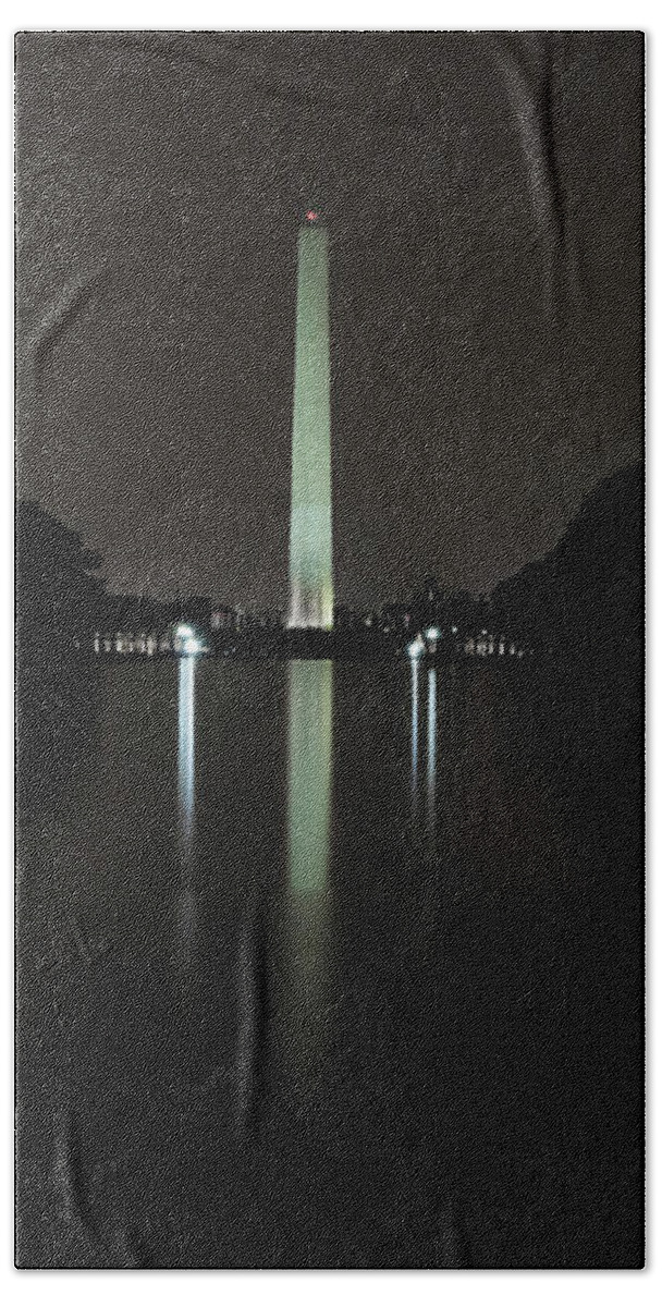 Mall Beach Towel featuring the photograph Washington Monument at Night by Ed Clark