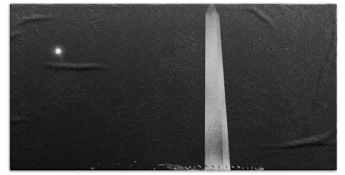 Washington Beach Towel featuring the photograph Washington Monument Moon Washington DC by Lawrence S Richardson Jr