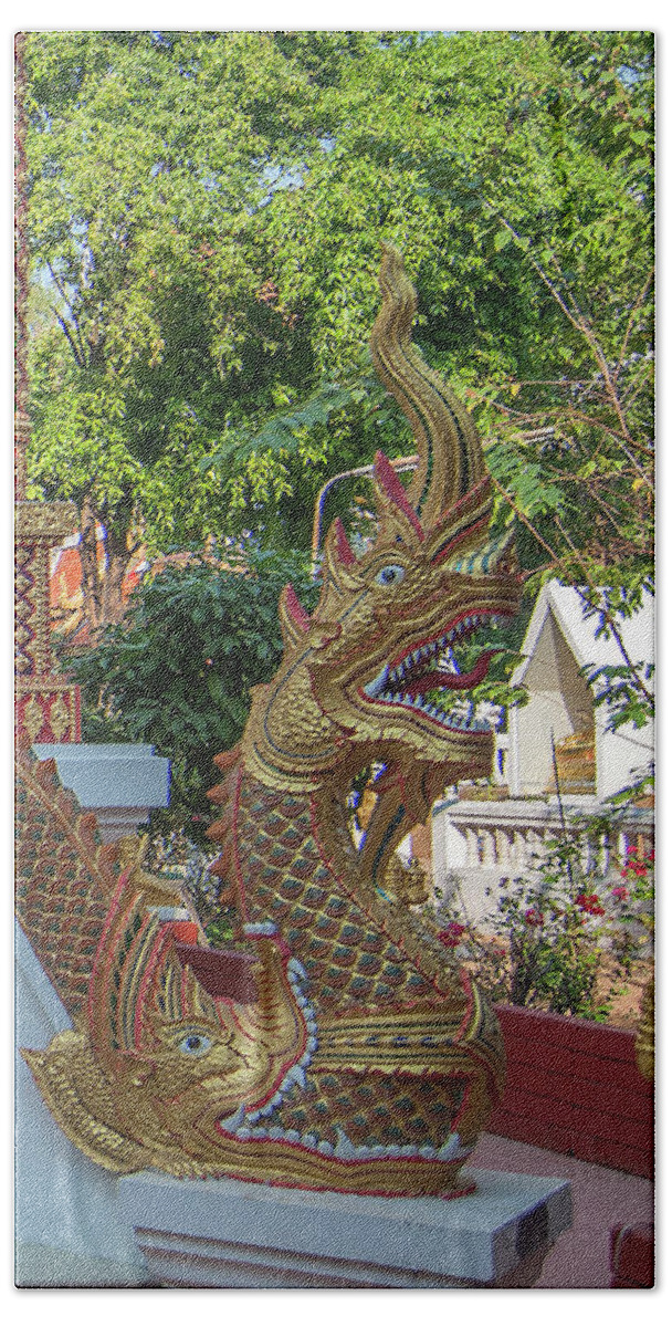 Scenic Beach Towel featuring the photograph Wat Fa Ham Phra Ubosot Makara and Naga DTHCM1353 by Gerry Gantt
