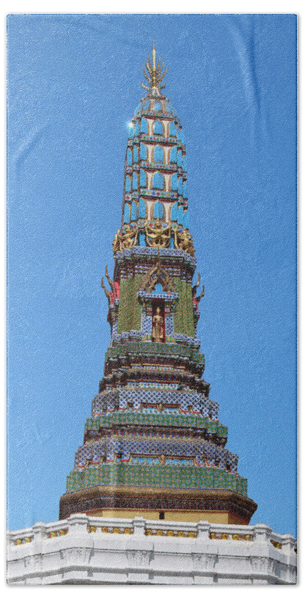 Scenic Beach Towel featuring the photograph Wat Intharam Phra Prang West DTHB0907 by Gerry Gantt